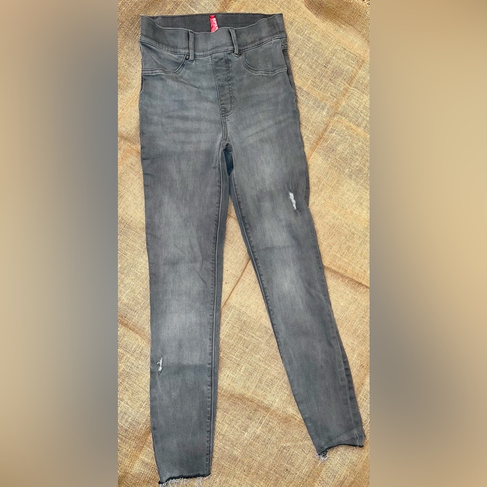 SPANX Gray Skinny Jeans with Subtle Fading